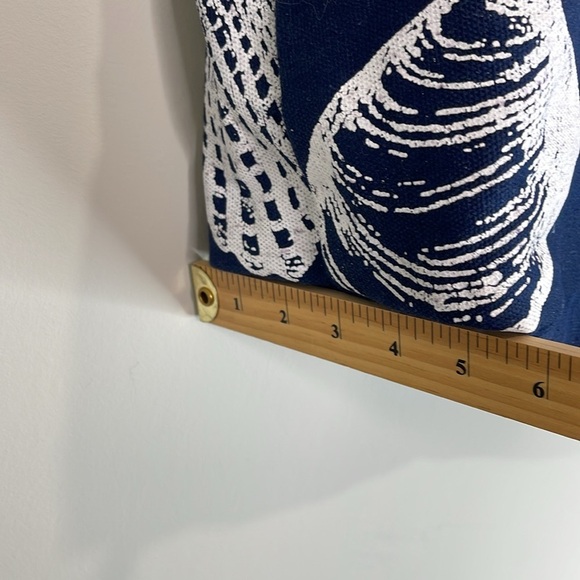 Puerto Plata DR Seashell Canvas Tote Beach Bag Rope Handles Navy Blue Zipper - Picture 11 of 12